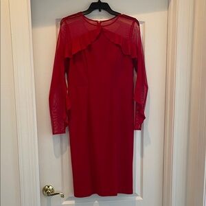 Elegant Red Ruffle Dress - Size-8 ✨